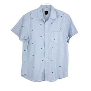 J. Crew Flex Men’s Blue Great White Shark Print Short Sleeve Shirt Small